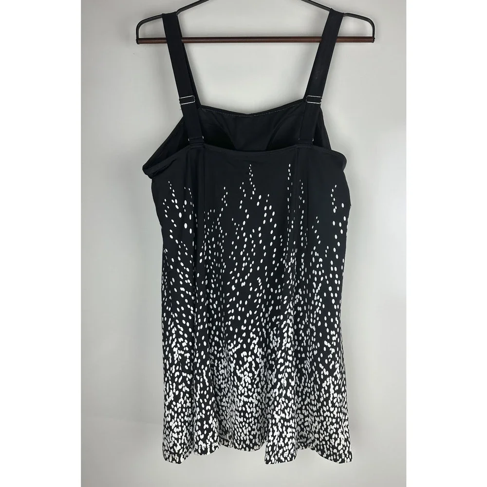 NWT Swimsuits For All 1 Piece Swim Dress Black White Dot Swimdress Plus Size 18 - Picture 7 of 9
